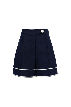 Nora High - Waisted Contrast - Trim Tailored Shorts - Reina Diaz