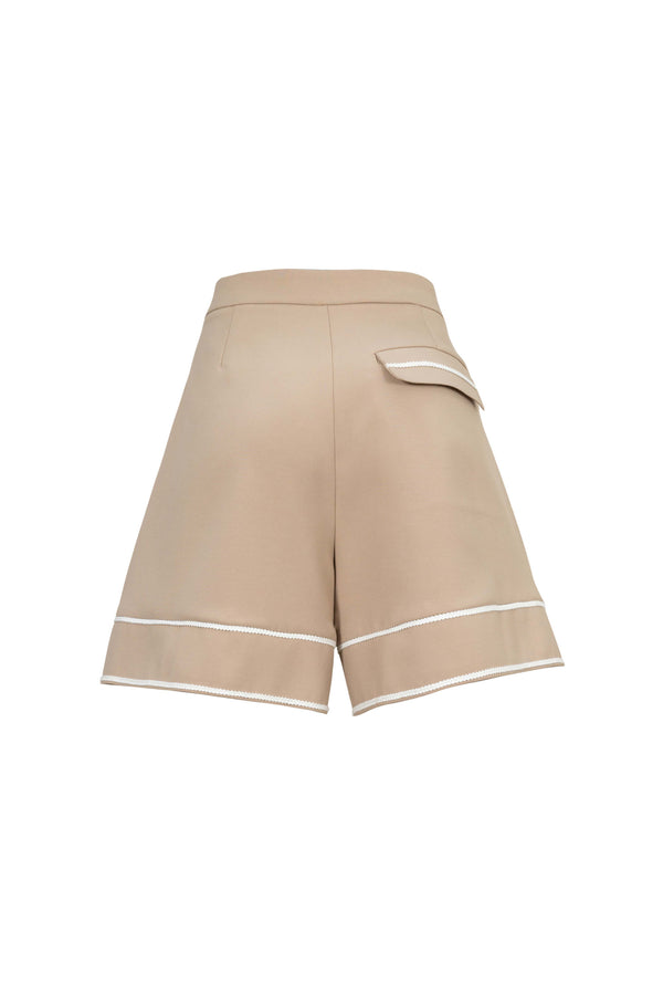 Nora High - Waisted Contrast - Trim Tailored Shorts - Reina Diaz