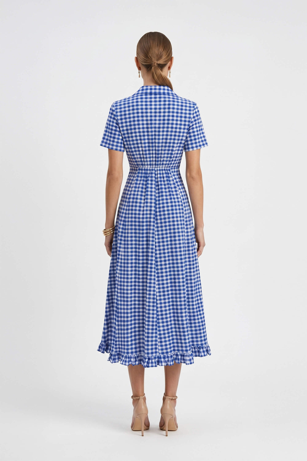 Nora Notch-Lapel Short-Sleeve Blusa 723169 - Reina Diaz