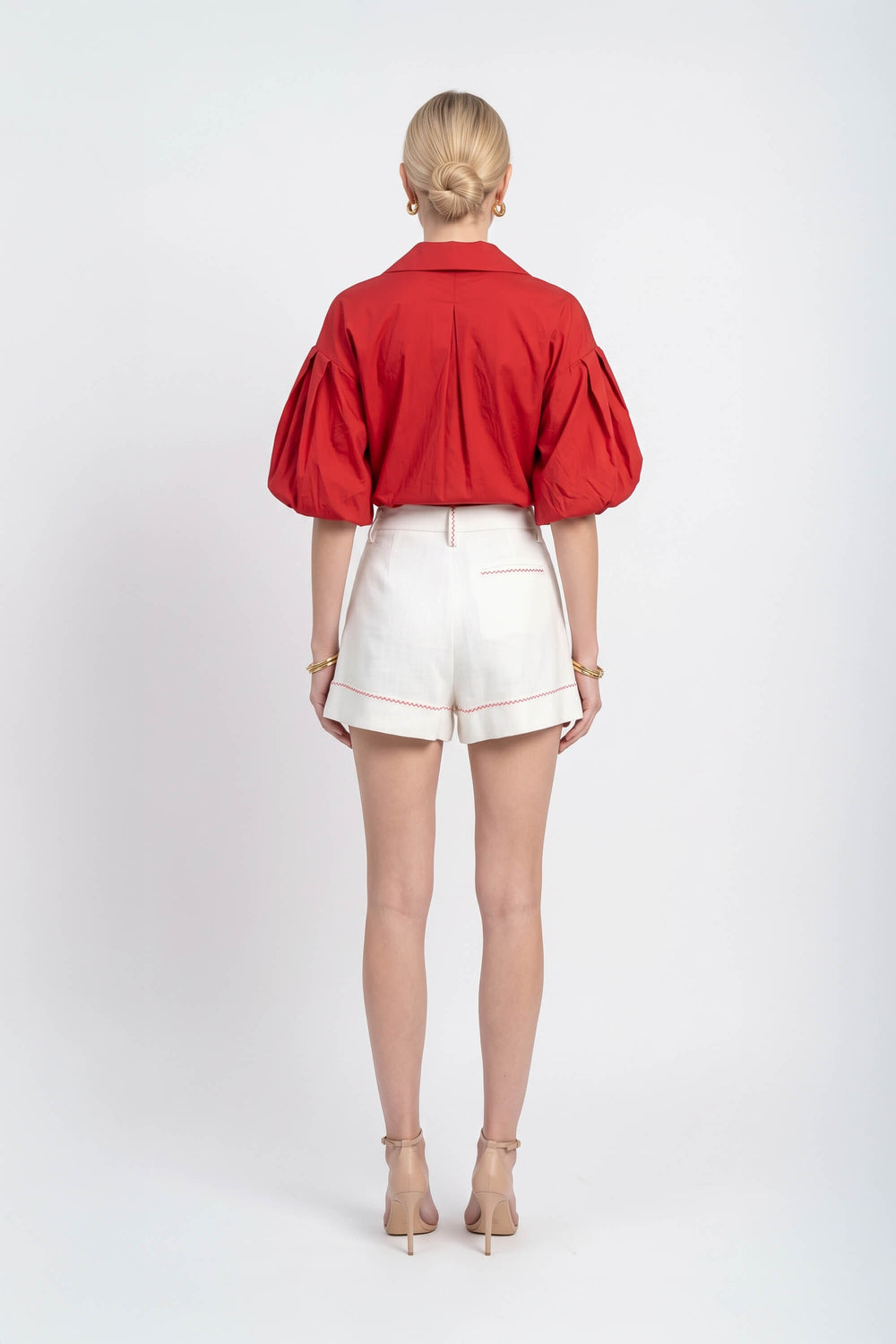 Nora Puff Sleeve Collar Red Blusa 752962 ROJ - Reina Diaz