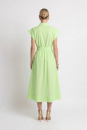 Nora Striped Belted Shirt Midi Vestido 723111 LIM - Reina Diaz