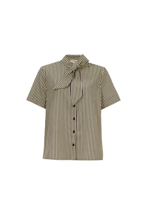 Nora Tie-Neck Short-Sleeve Blusa - Reina Diaz