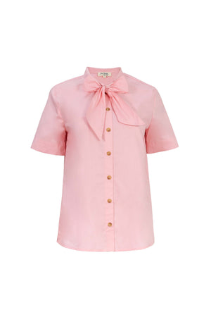 Nora Tie-Neck Short-Sleeve Blusa 752966 - Reina Diaz