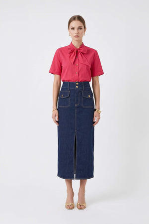 Nora Tie-Neck Short-Sleeve Blusa 752966 - Reina Diaz