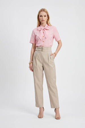 Nora Tie-Neck Short-Sleeve Blusa 752966 - Reina Diaz