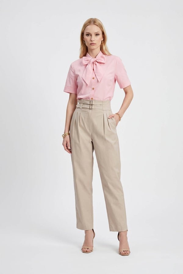 Nora Tie-Neck Short-Sleeve Blusa 752966 - Reina Diaz