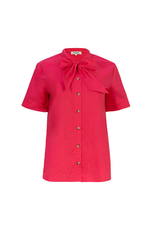 Nora Tie-Neck Short-Sleeve Blusa 752966 - Reina Diaz