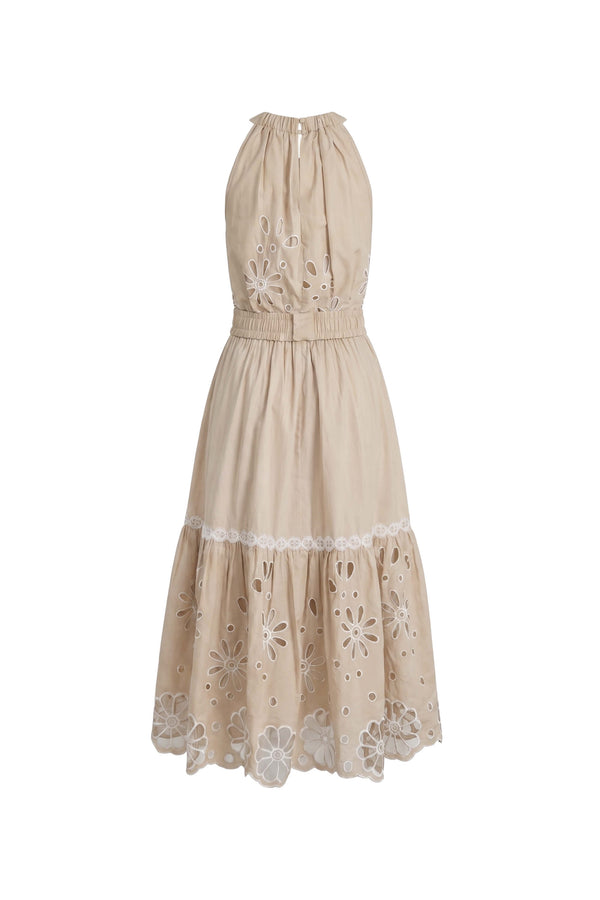 Olimpia Halter Embroidered Midi Vestido 526201 KAK - Reina Diaz