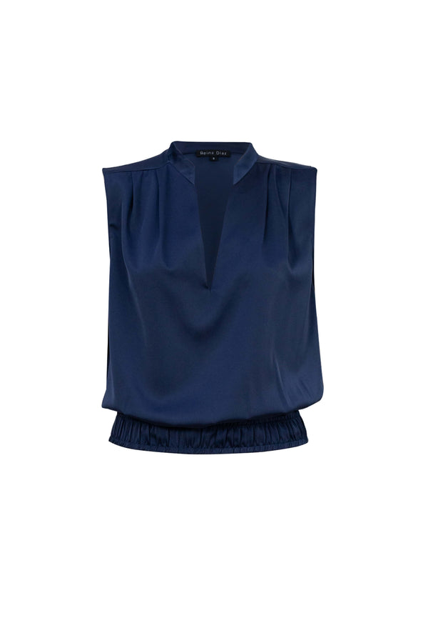 Olimpia Pleated V-Neck Blouson Top 554258 MAR - Reina Diaz