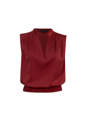 Olimpia Pleated V - Neck Blouson Top - Reina Diaz