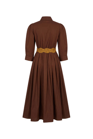 Olivia Belted Striped Shirt Maxi Vestido 723127 CAF - Reina Diaz