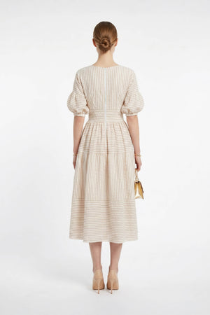 Orquídea Lace V - Neck Gown with Tie - Waist - Reina Diaz