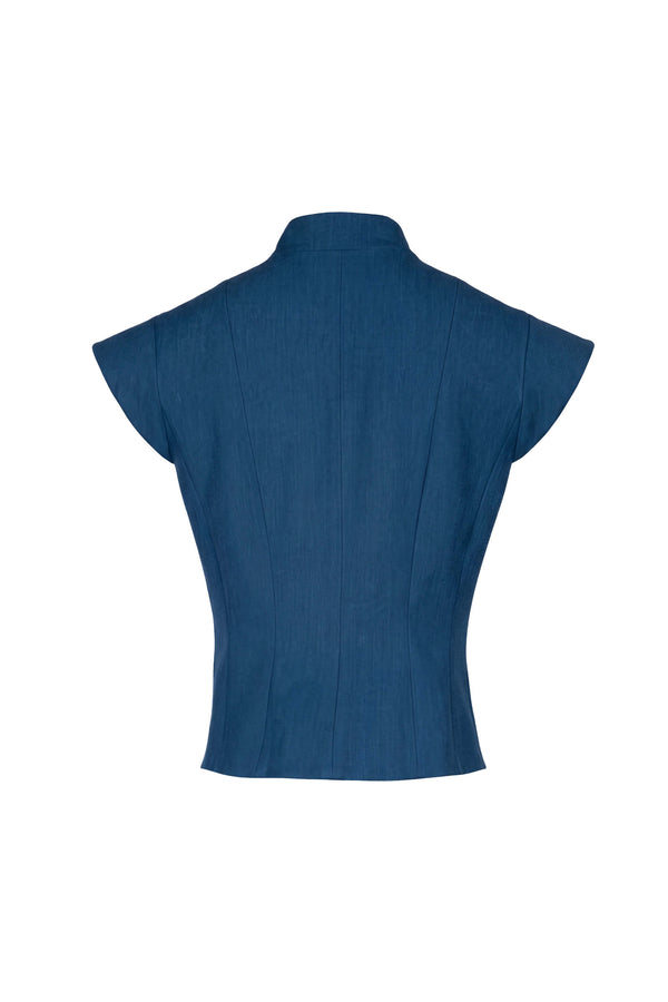 Paloma High-Neck Cap-Sleeve Top 501565 COB - Reina Diaz