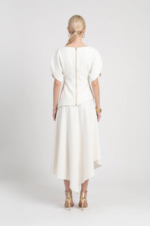Paola Asymmetric Puff-Sleeve Ivorette Top 501572 HUE - Reina Diaz
