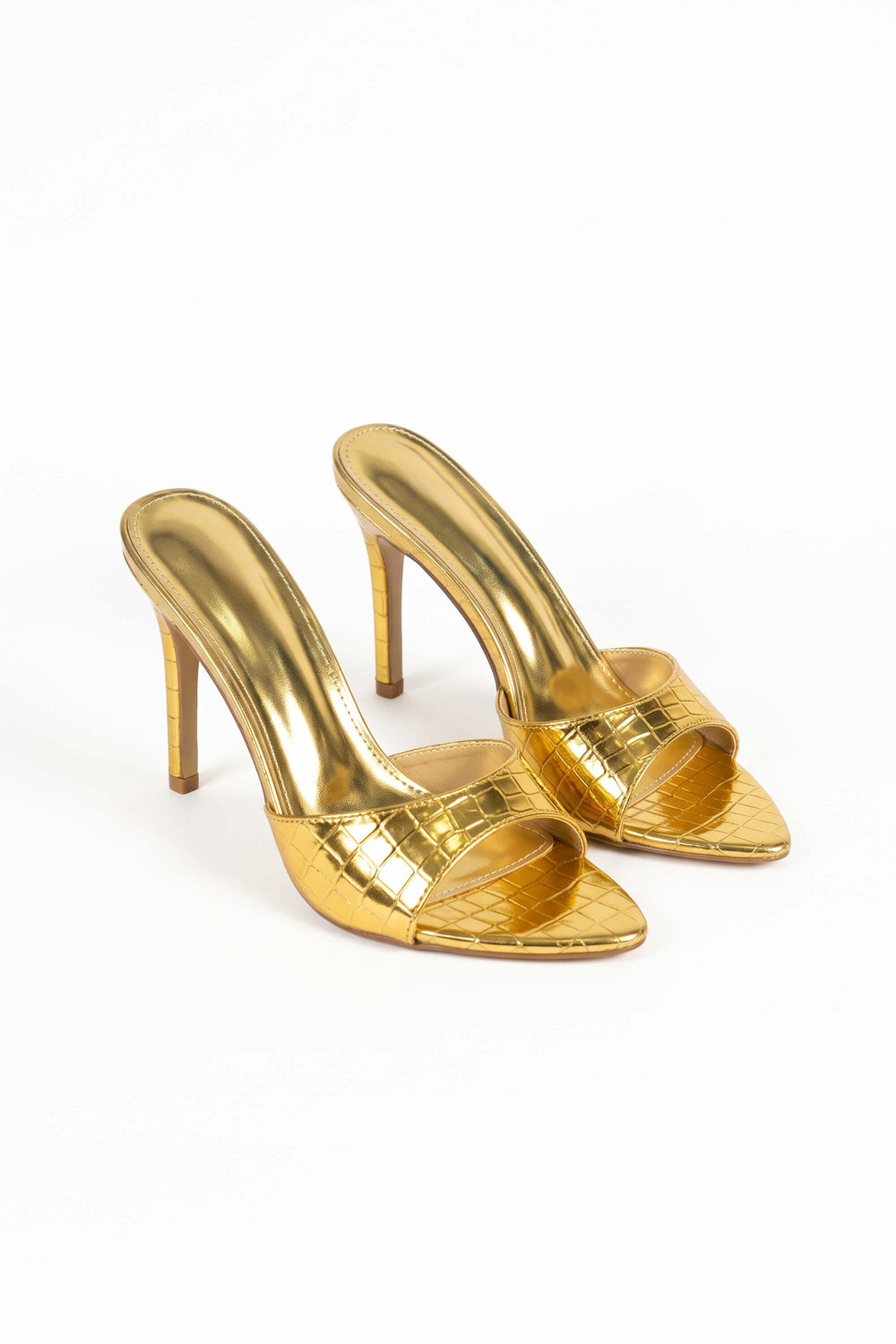 Paulina Metallic Croc High Stiletto Mules ZA02393 DOR - Reina Diaz