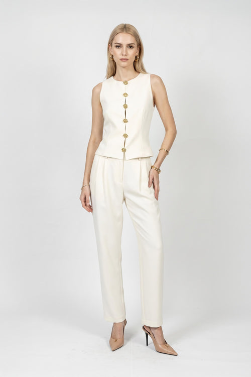 Paulina Pleated High-Waist Pink Pantalón 532137 HUE - Reina Diaz