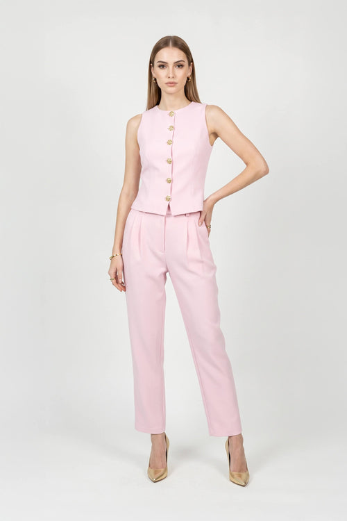 Paulina Pleated High-Waist Pink Pantalón 532137 ROS - Reina Diaz