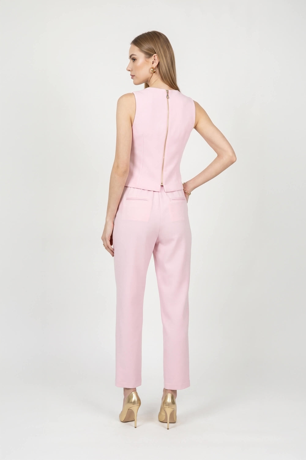 Paulina Pleated High-Waist Pink Pantalón 532137 ROS - Reina Diaz