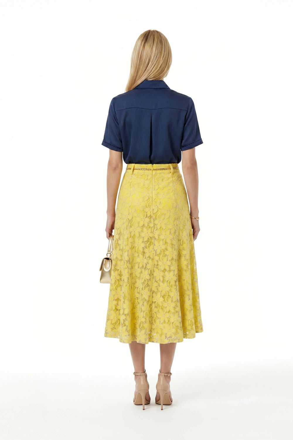 Peonía Lace A - Line Midi Falda - Reina Diaz