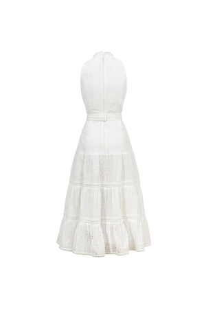 Positano Embroidered Halter Midi Dress - Reina Diaz