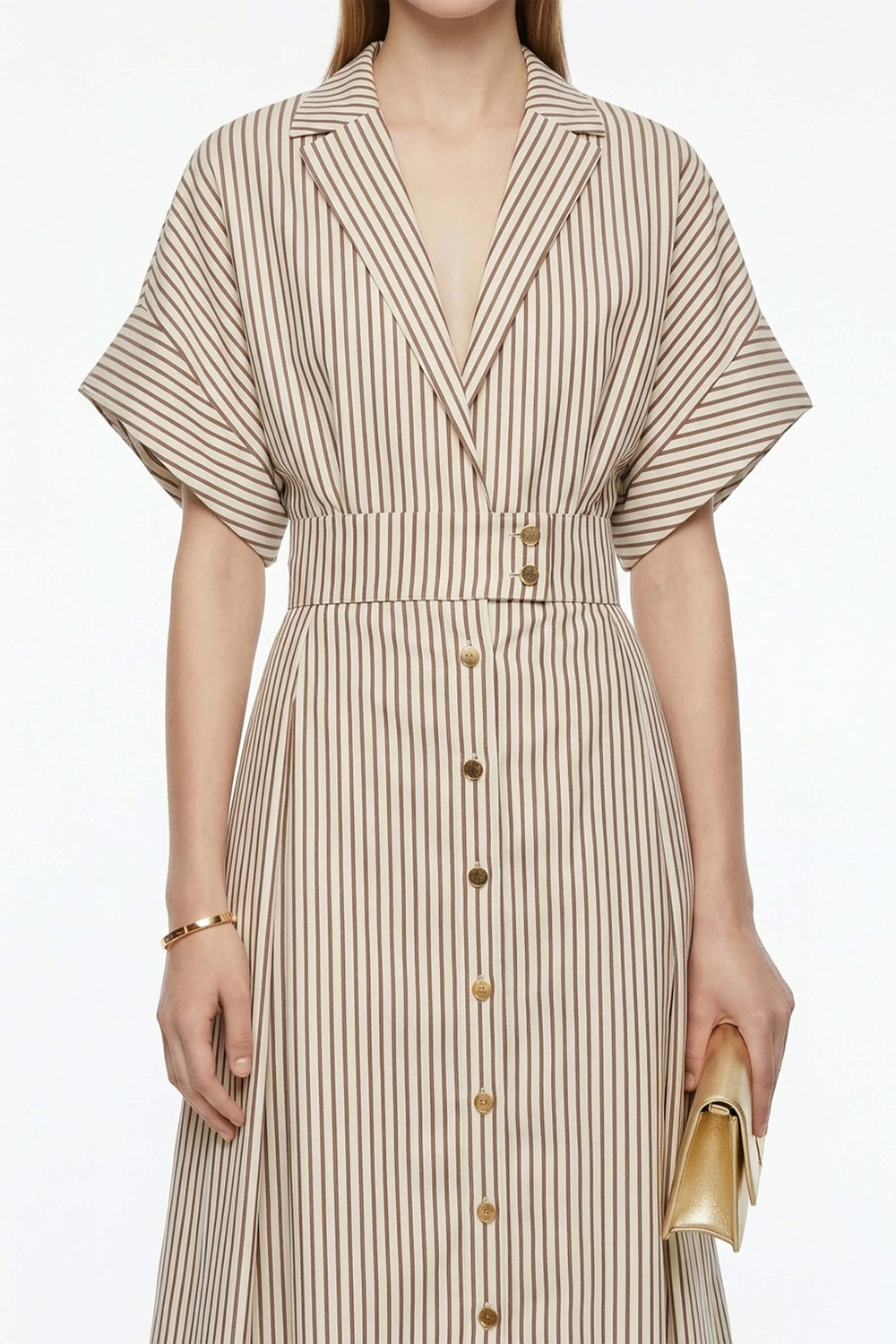 Positano Striped Tech - Polyamide Midi Shirt Dress - Reina Diaz