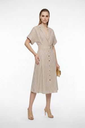 Positano Striped Tech - Polyamide Midi Shirt Dress - Reina Diaz