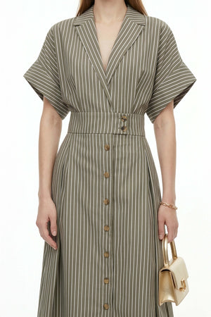 Positano Striped Tech - Polyamide Midi Shirt Dress - Reina Diaz
