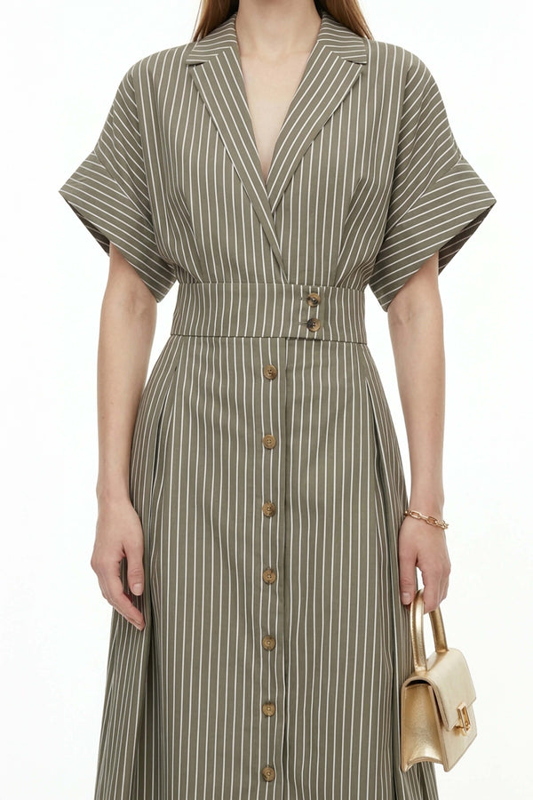 Positano Striped Tech - Polyamide Midi Shirt Dress - Reina Diaz