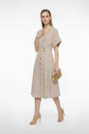 Positano Striped Tech - Polyamide Midi Shirt Dress - Reina Diaz