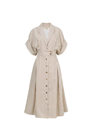 Positano Striped Tech - Polyamide Midi Shirt Dress - Reina Diaz