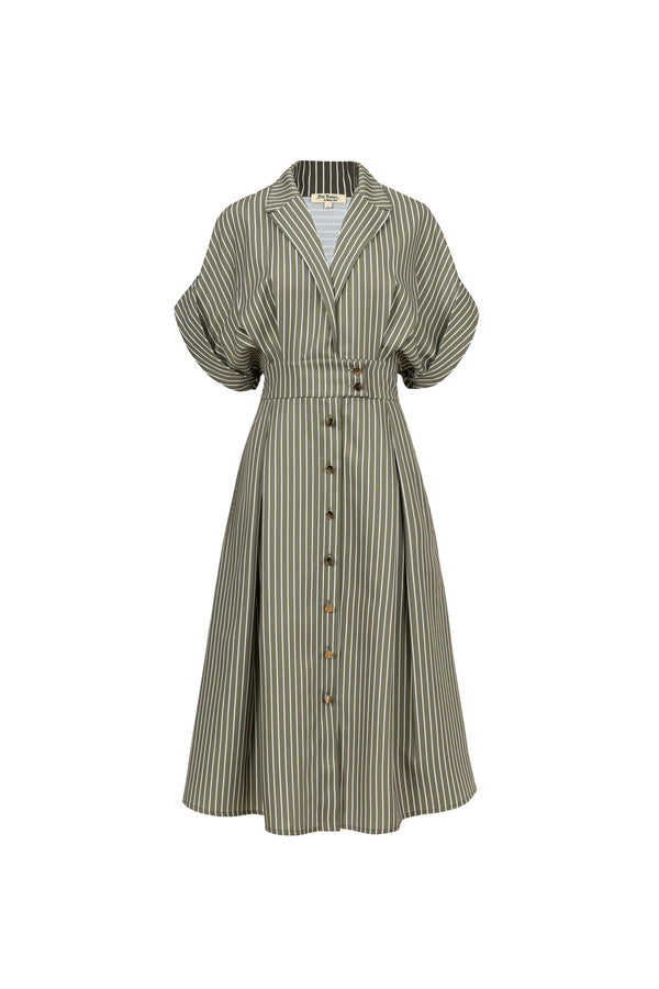Positano Striped Tech - Polyamide Midi Shirt Dress - Reina Diaz