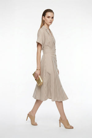 Positano Striped Tech - Polyamide Midi Shirt Dress - Reina Diaz