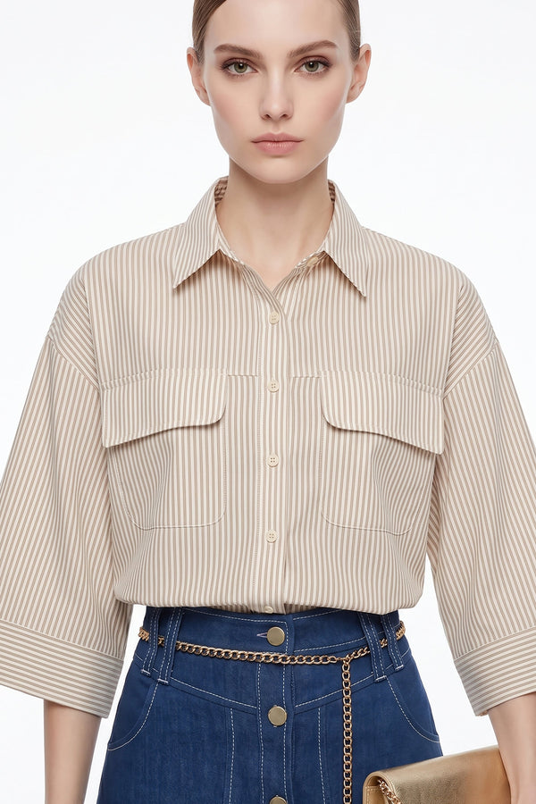 Rebeca Striped Oversize Blusa - Reina Diaz