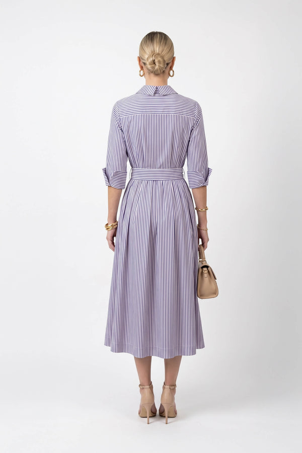 Regina Striped Belted Camisero Vestido 723108AZU - Reina Diaz