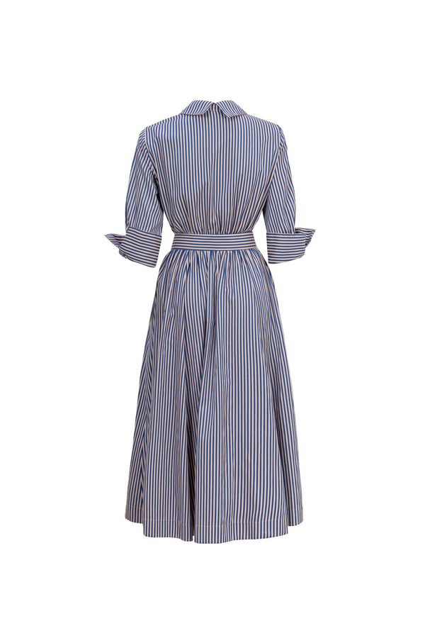Regina Striped Belted Camisero Vestido 723108AZU - Reina Diaz