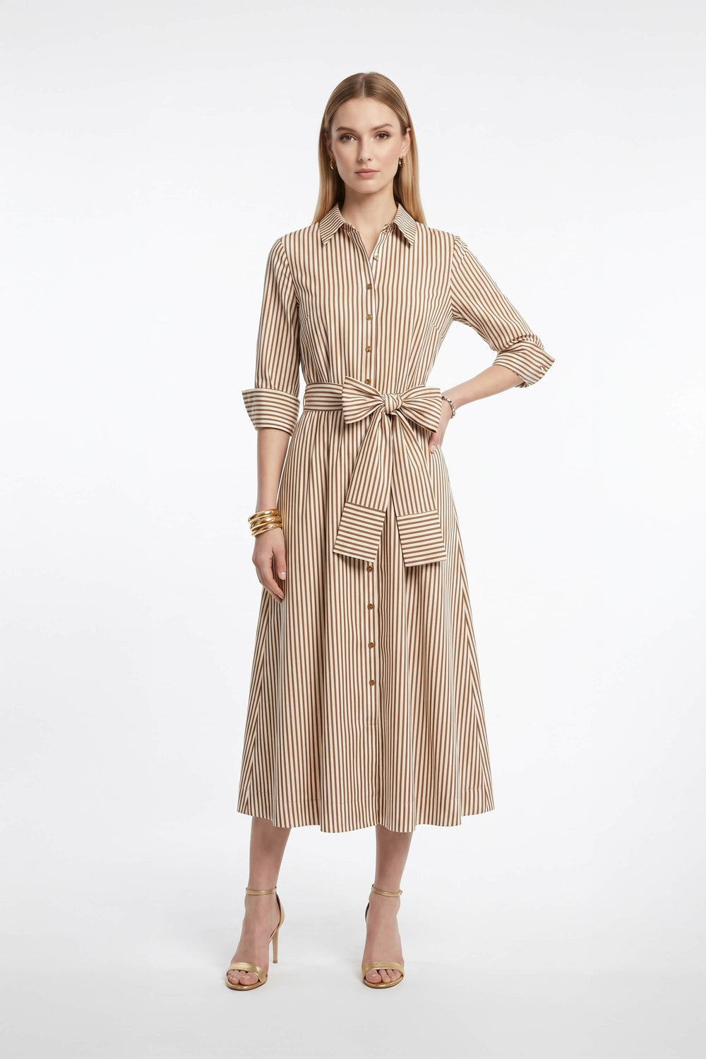 Regina Striped Belted Camisero Vestido 723108CAF - Reina Diaz