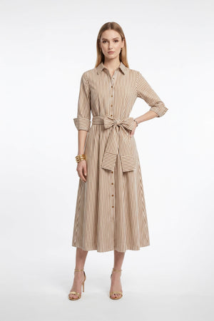 Regina Striped Belted Camisero Vestido 723108CAF - Reina Diaz
