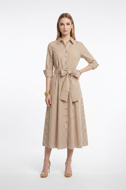 Regina Striped Belted Camisero Vestido 723108CAF - Reina Diaz