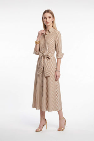 Regina Striped Belted Camisero Vestido 723108CAF - Reina Diaz