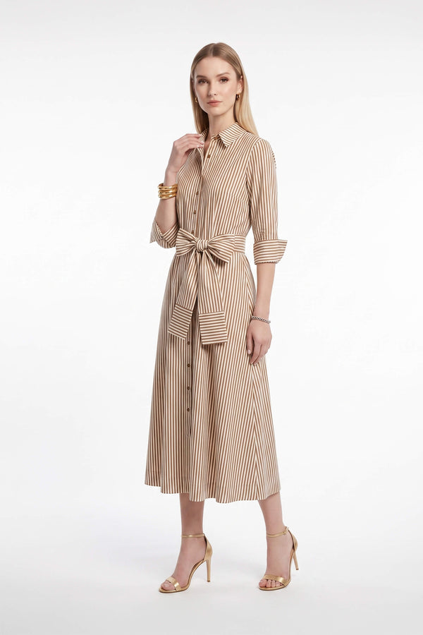 Regina Striped Belted Camisero Vestido 723108CAF - Reina Diaz