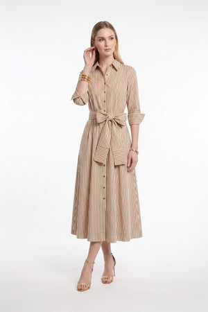 Regina Striped Belted Camisero Vestido 723108CAF - Reina Diaz