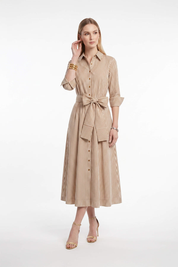 Regina Striped Belted Camisero Vestido 723108CAF - Reina Diaz