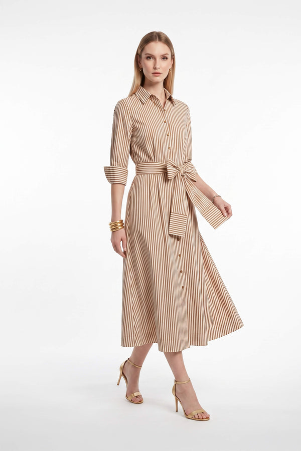 Regina Striped Belted Camisero Vestido 723108CAF - Reina Diaz