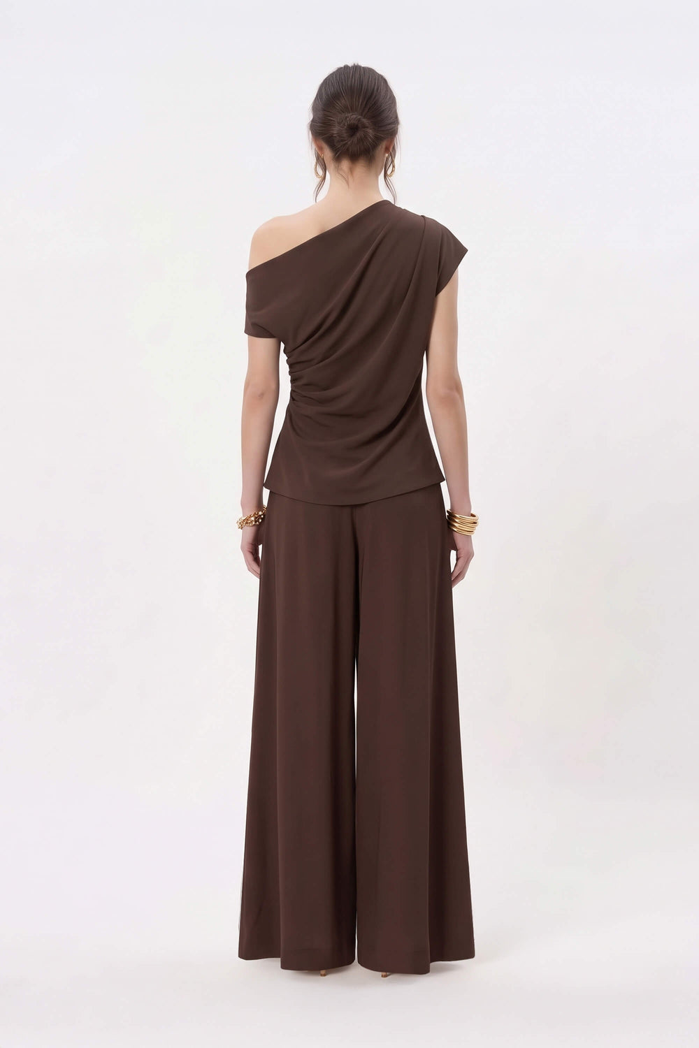 Renata Button Detail Wide-Leg Pantalón 532162 CAF - Reina Diaz