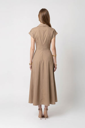 Renata Collar V-Neck Midi Vestido 723074 KAK - Reina Diaz