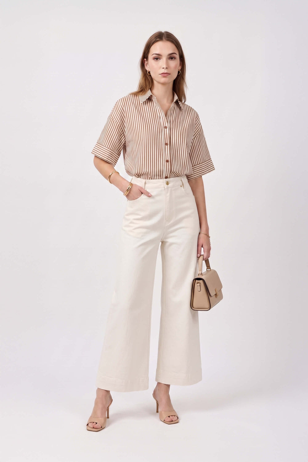 Renata High-Waist Wide-Leg Pantalón 731148 HUE - Reina Diaz