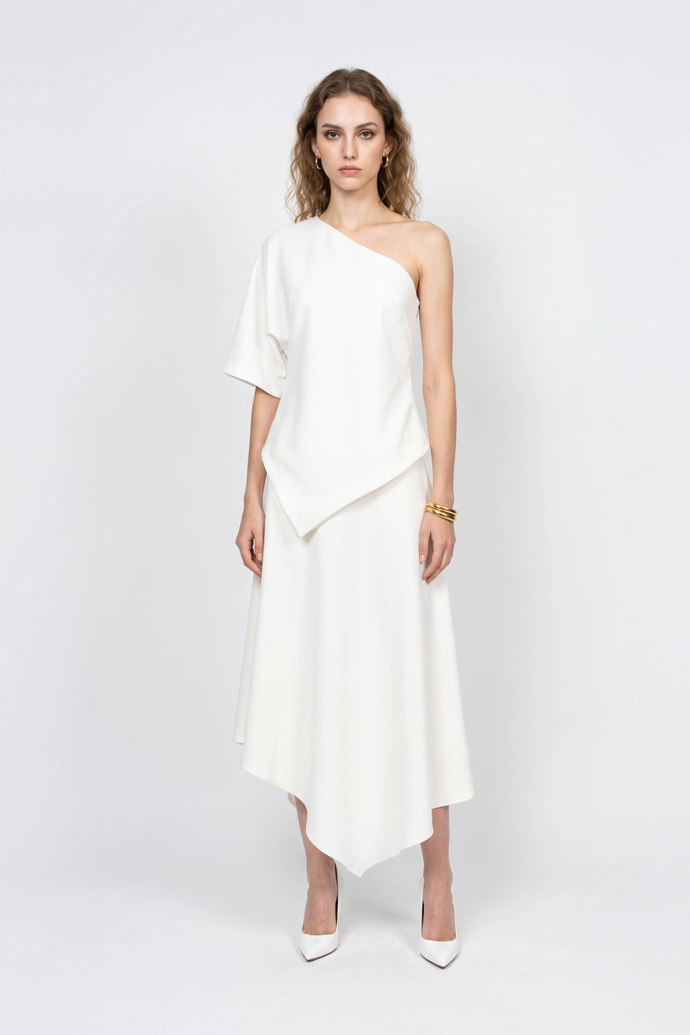 Renata One-Shoulder Asymmetric Zip Saco 501570 HUE - Reina Diaz