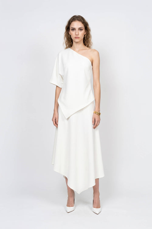 Renata One-Shoulder Asymmetric Zip Saco 501570 HUE - Reina Diaz