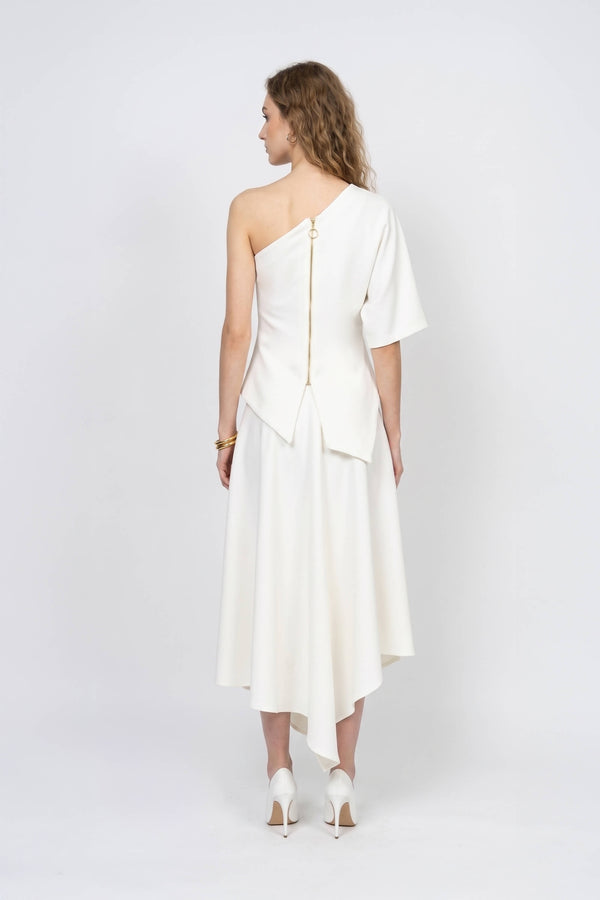 Renata One-Shoulder Asymmetric Zip Saco 501570 HUE - Reina Diaz