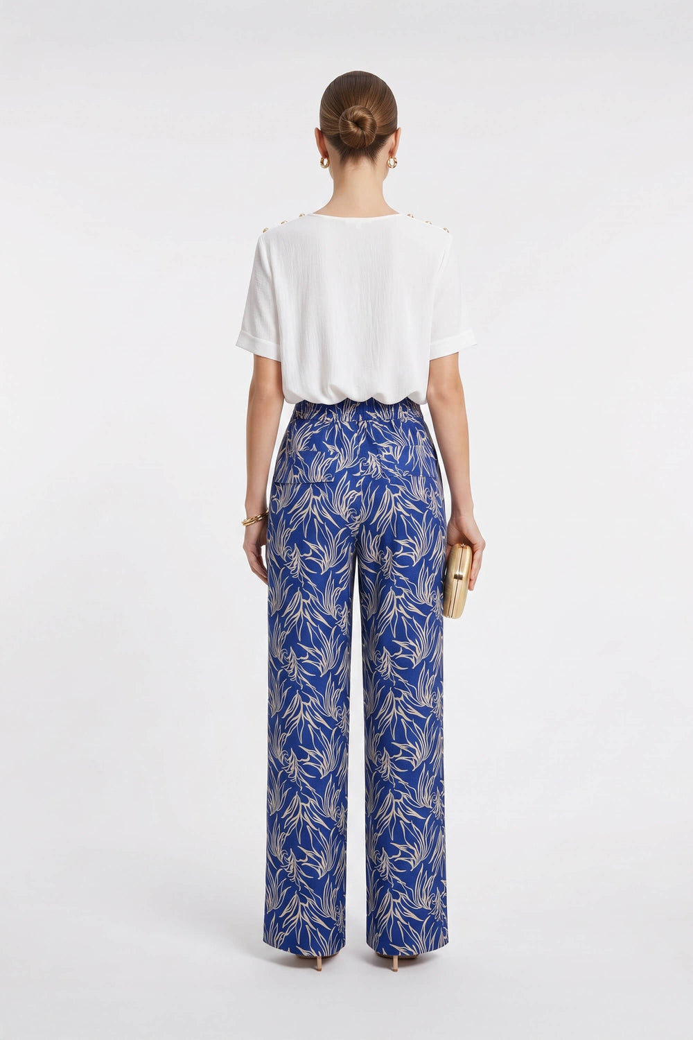 Renata Pleated High-Waist Wide-Leg Pantalón 731163 - Reina Diaz